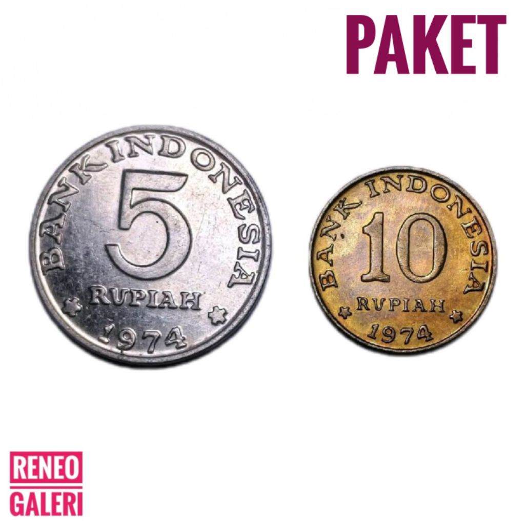 Berkilau Paket Lengkap koin tahun 1974 set koleksi asli 5 10 original uang kuno rupiah