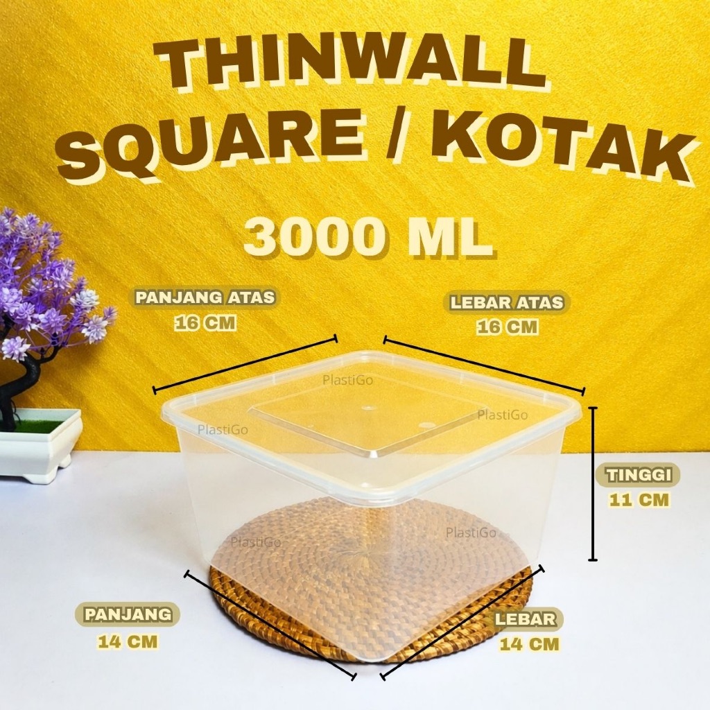 [Isi 25] Thinwall Square - Thinwall Kotak Besar / Thinwall Persegi 3000ml