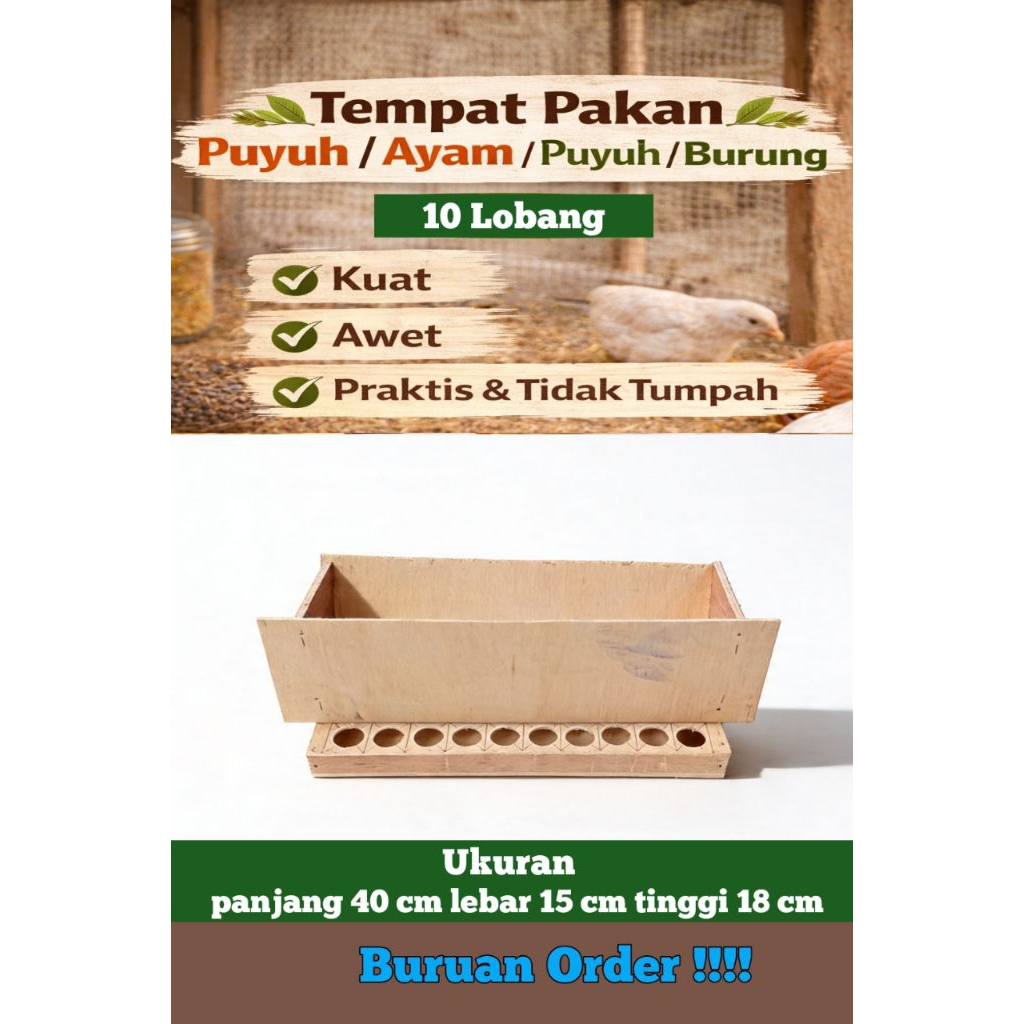 Tempat Pakan Puyuh Otomatis | Tempat Pakan Ayam | Tempat Pakan Burung | Anti Tumpah | Hemat Pakan | 