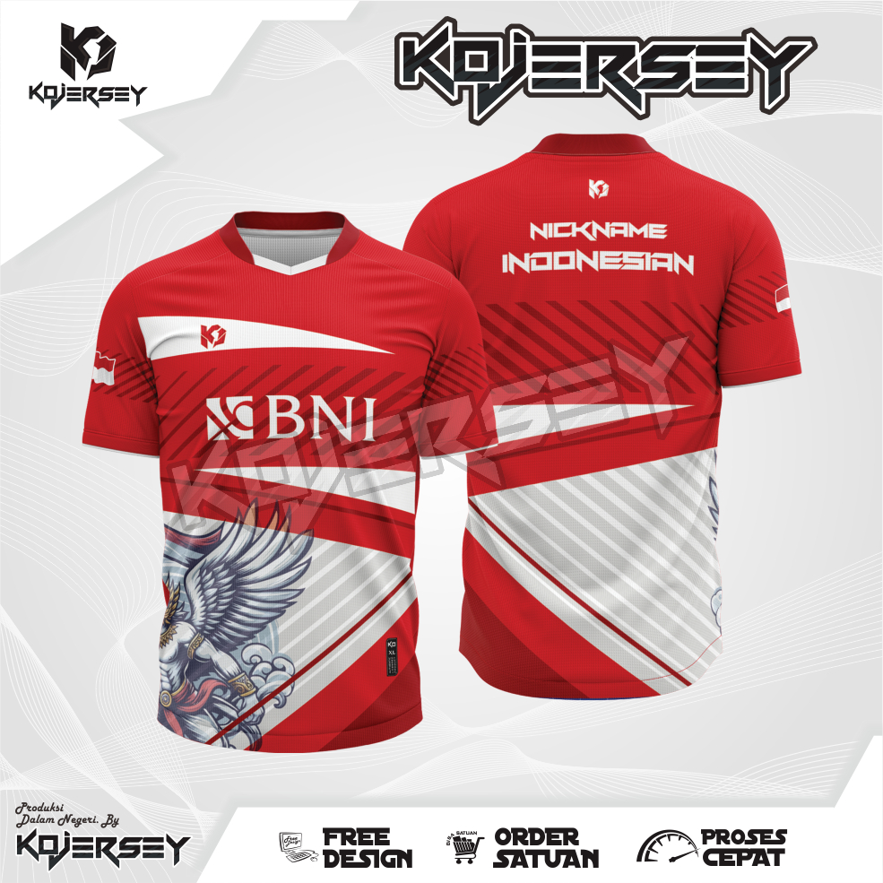 JERSEY BADMINTON, FULL PRINTING MERAH PUTIH