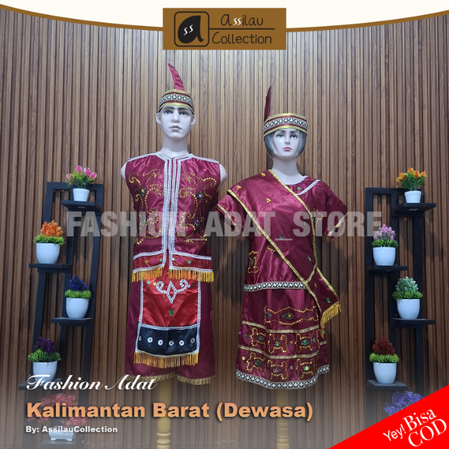 Baju Adat Dewasa KALIMANTAN BARAT KALBAR Pria Cowok / Wanita Cewek | Pakaian Tradisional KALIMANTAN 