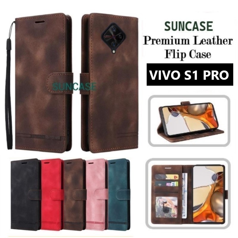 Casing hp VIVO S1 PRO model flip dompet softcase premium ada tali