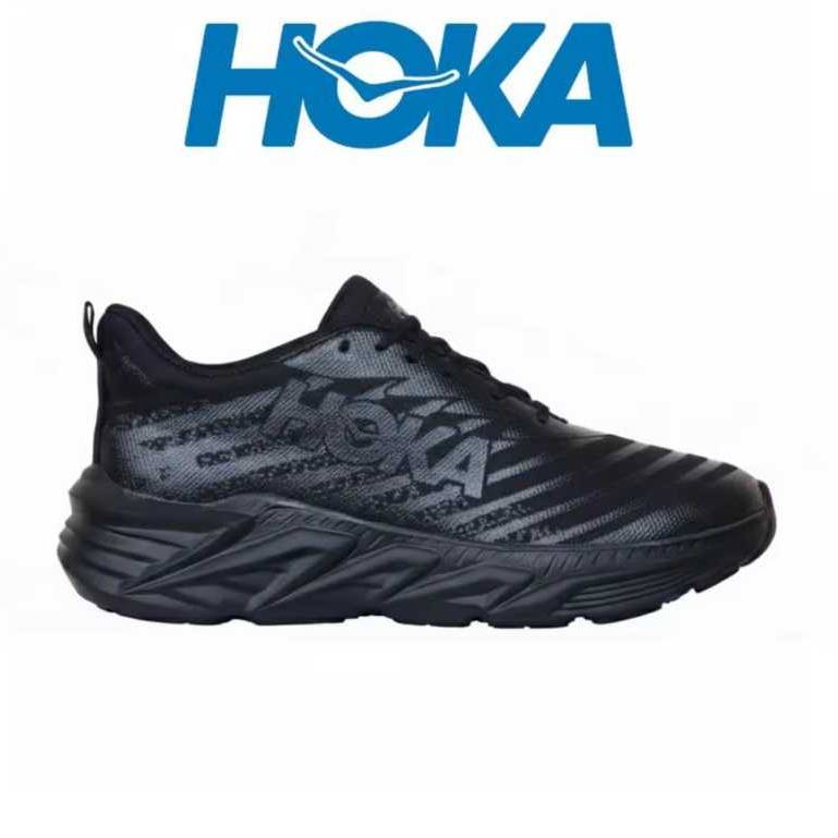 SEPATU PRIA HOKA RUNNING OLAHRAGA FITNESS RUNNING PRIA DAN WANITA HOKA HITAM POLOS