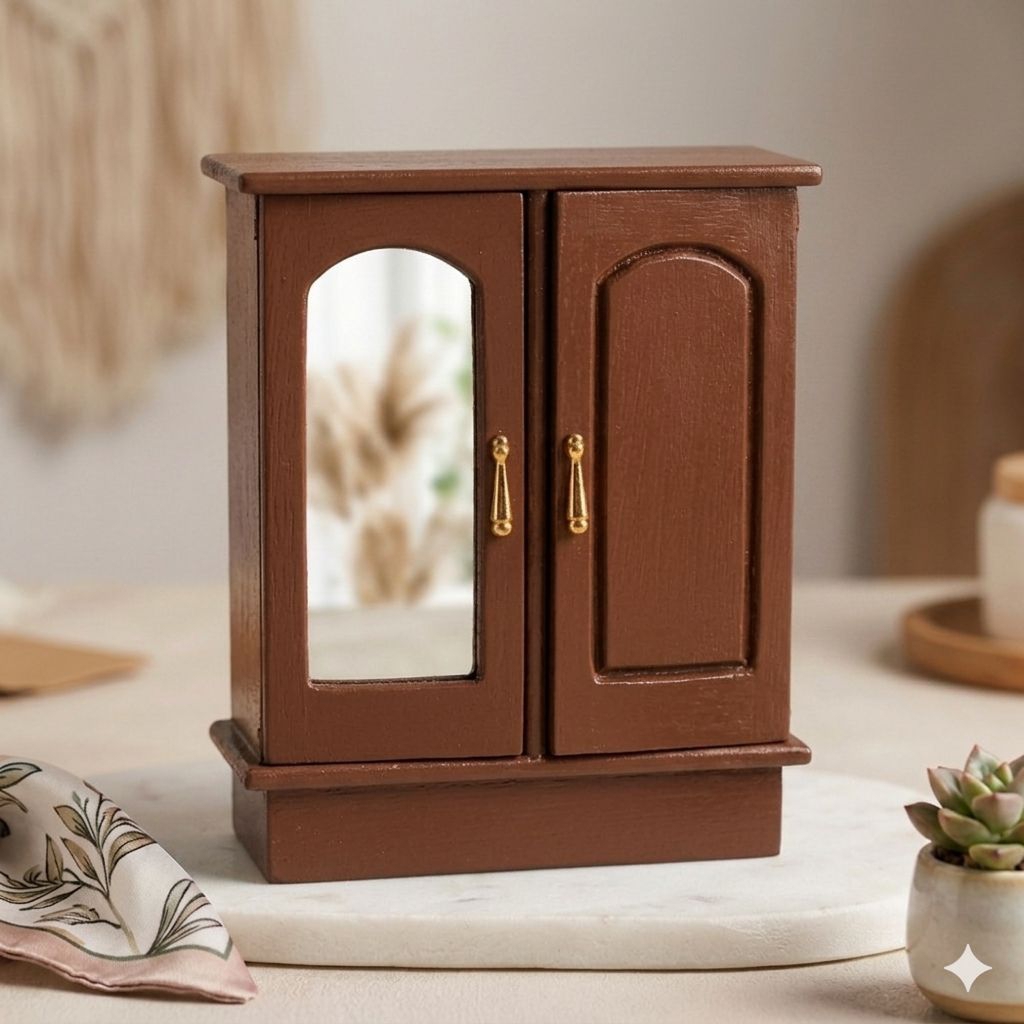 miniatur lemari pakaian bahan kayu / mainan anak perlengkapan rumah barbie