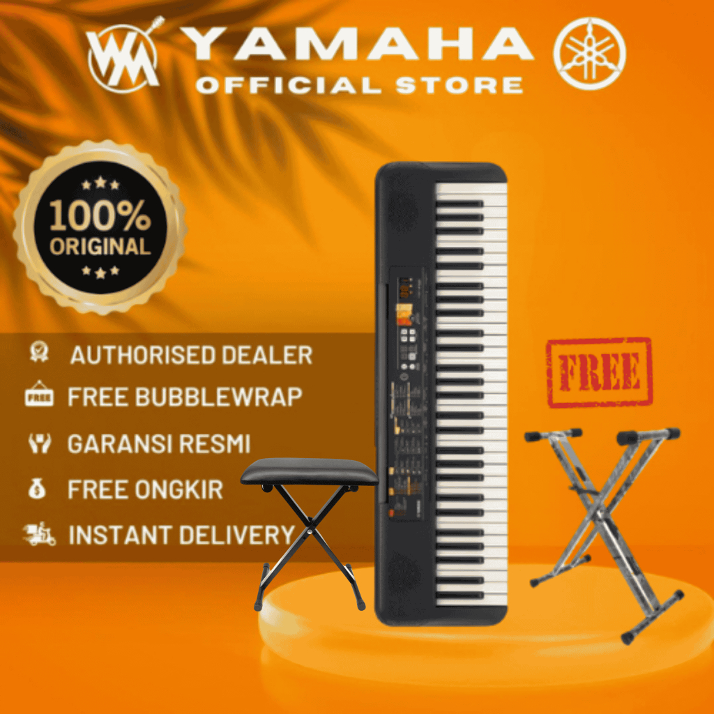Yamaha Keyboard PSR F52 PSRF52 PSR-F52 + Gratis Adaptor + Stand Book & Stand Keyboard