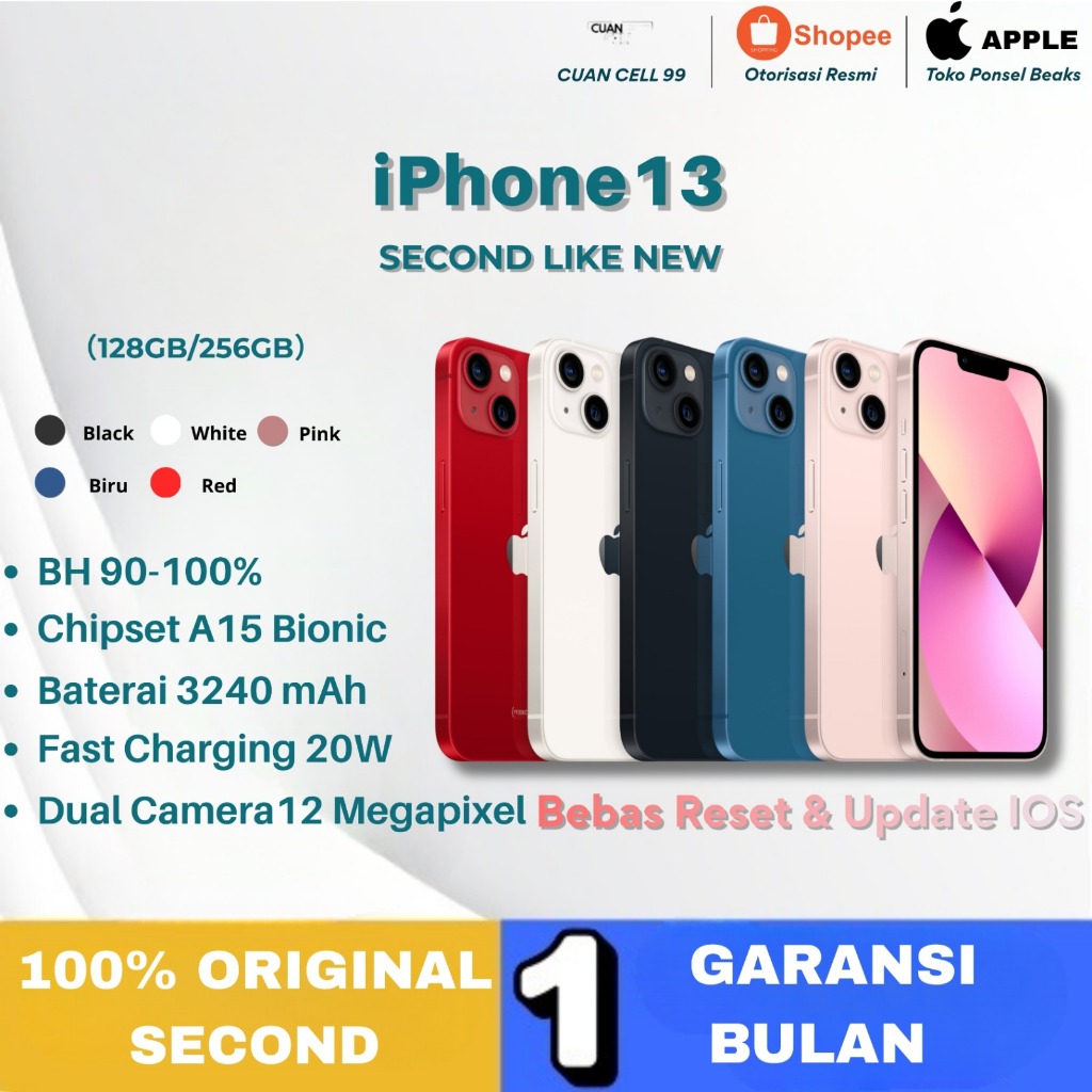 HP Iphone 13 RAM 128GB/256GB SECOND INTER 100% NORMAN FULLSET DAN BERGARANSI