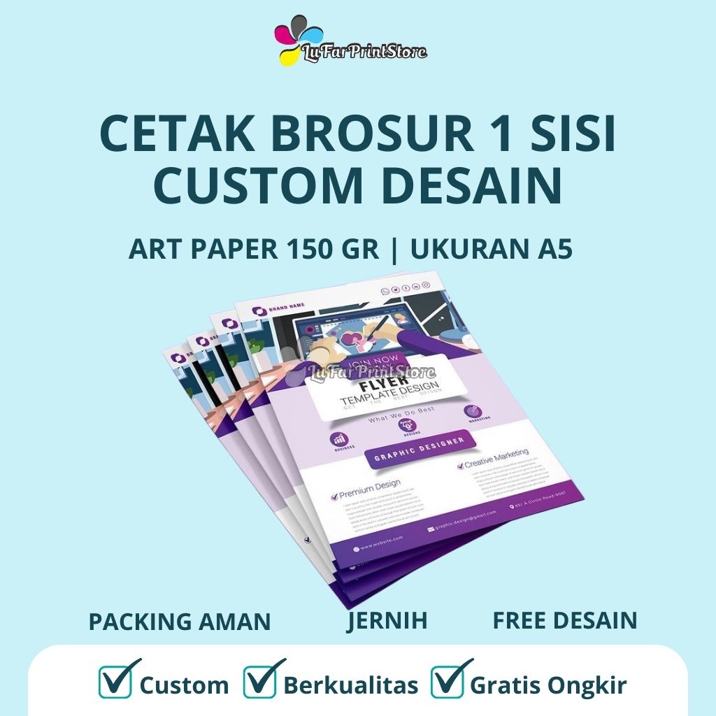 MURAH CETAK BROSUR ( HARGA 1 LEMBAR A5 ) | ART PAPER 150GSM 1 SISI | BROSUR CUSTOM MURAH [ FREE DESA