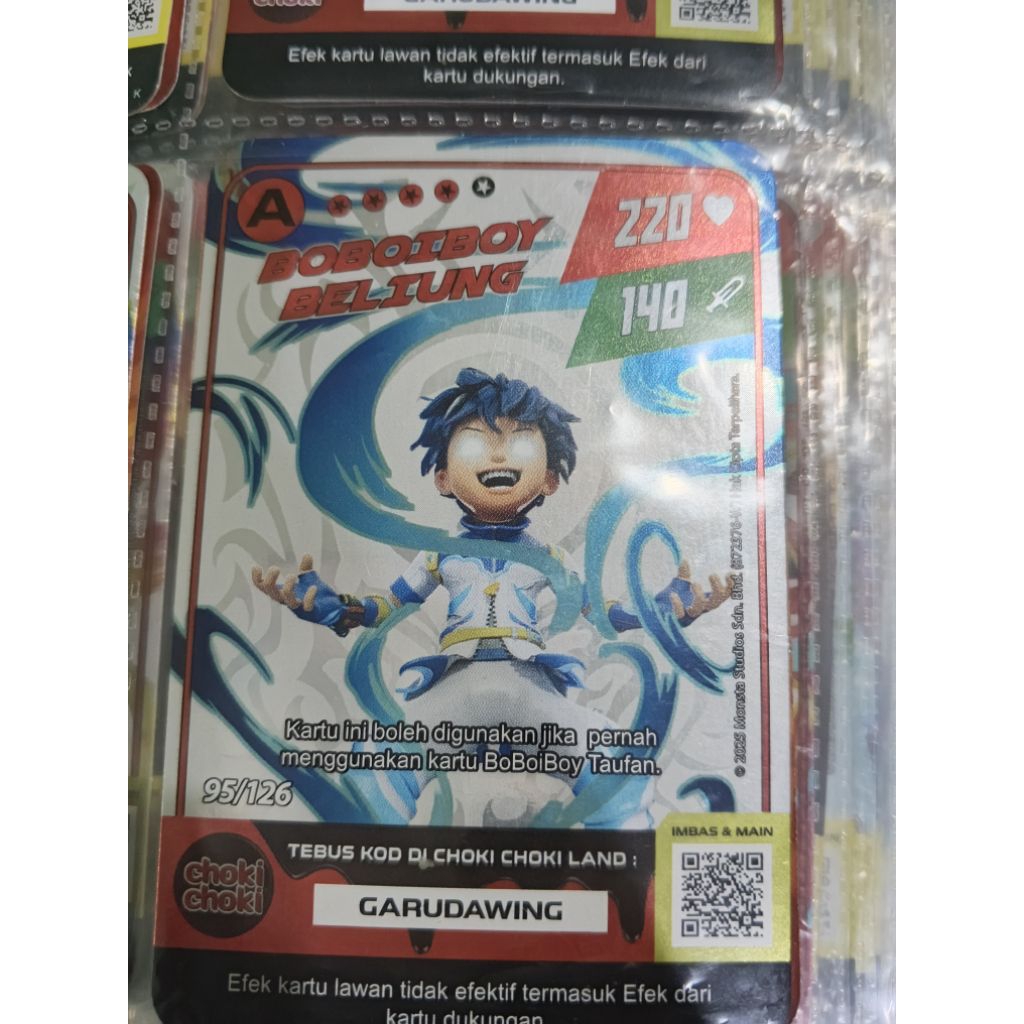 Kartu Boboiboy Beliung 220/140 Kartu Choki-choki A