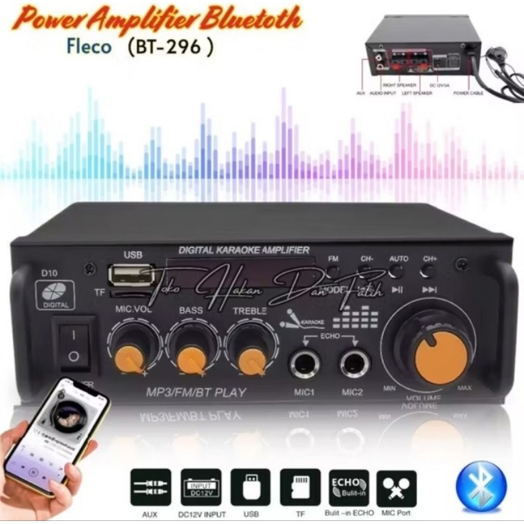 POWER AMPLIFIER TERBARU 2026 FLECO 296 AMPLIFIER BLUETOOTH SUBWOOFER KARAOKE SUPER BASS
