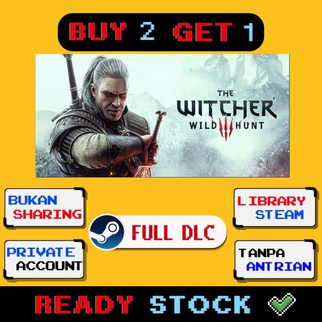 The Witcher 3: Wild Hunt Steam Original Full DLC Private account Non sharing Bonus Beli 2 gratis 1
