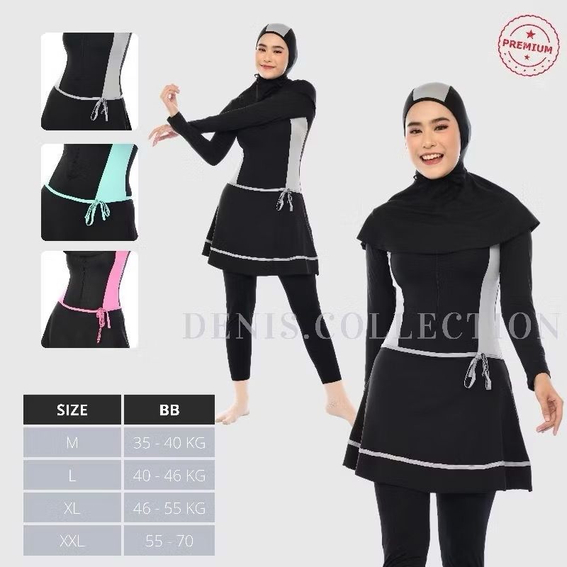 Denis Swimwear Baju renang muslimah syari dewasa wanita muslim perempuan remaja swimwear hijab