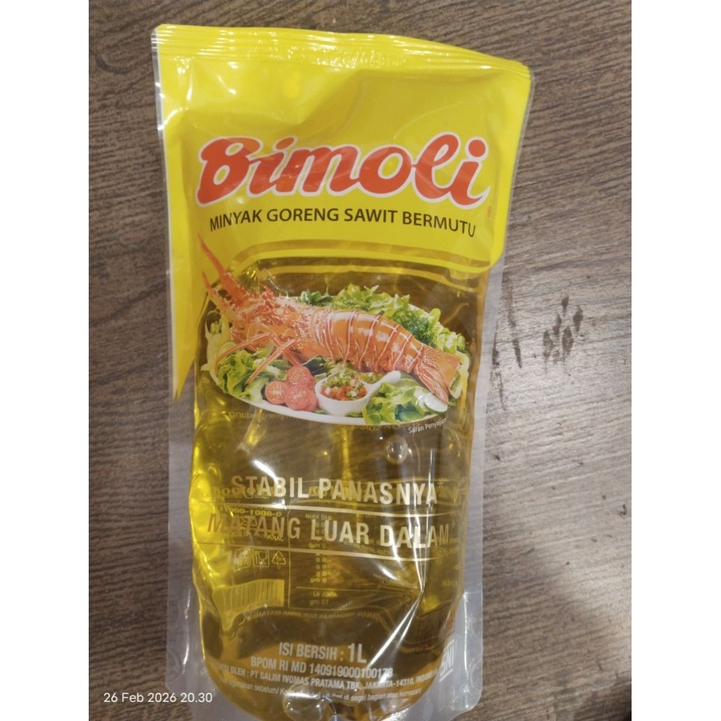 bimoli 1 liter minyak goreng premium reffil pouch kemasan praktis berkualitas