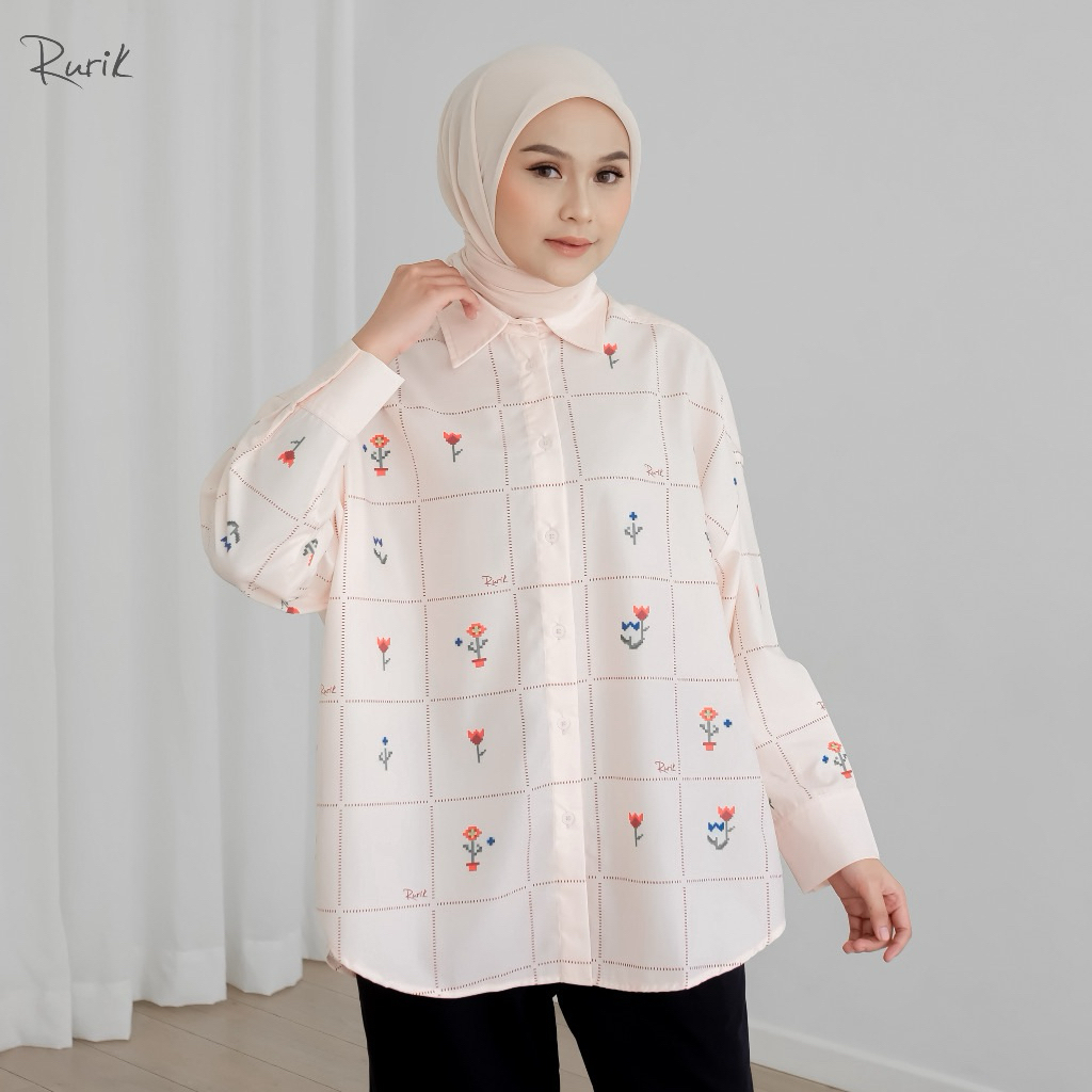 PL Rurik Kemeja Wanita Oversize Printing Enso Shirt LXL