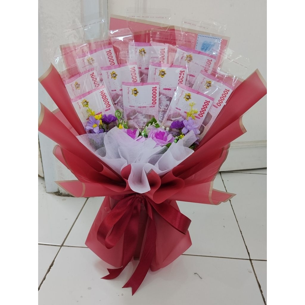Buket kerangka uang 10 lembar tusukan/ buket uang kosongan 10 lembar