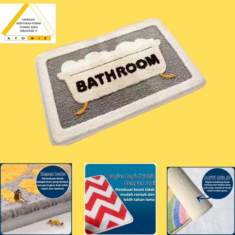 Keset Kaki Kamar Mandi Bulu Halus Motif Lucu Anti Slip Keset Karpet Kamar Tidur Karakter Aesthetic 4