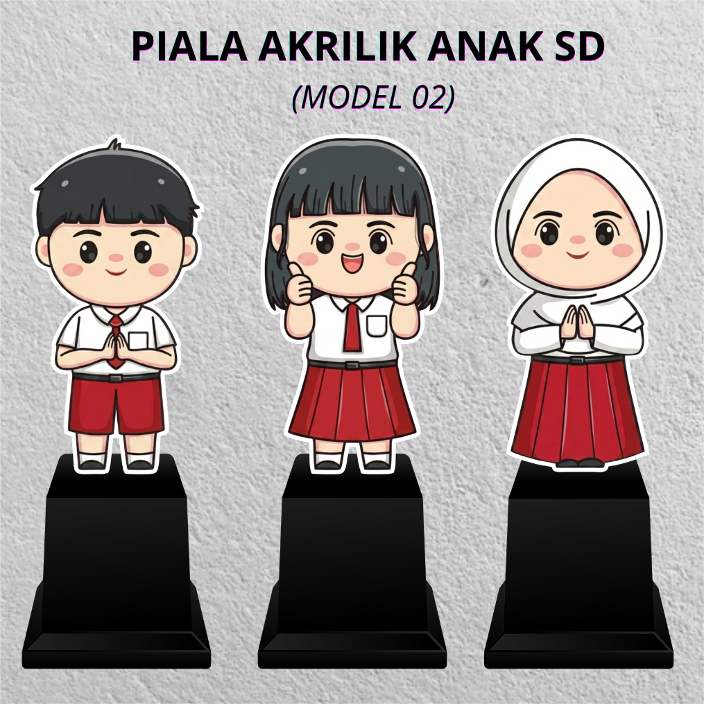 PIALA AKRILIK ANAK SD Model 2 | Piala Akrilik Kelulusan Sekolah - Piala Anak SD