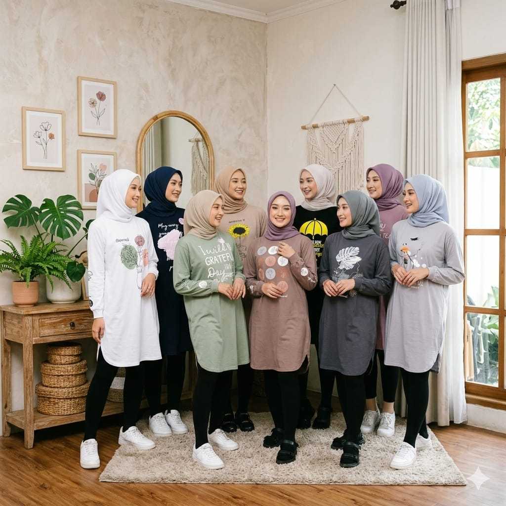 Tunik CALISTA Mareema Atasan Kaos Blouse Kaos Tunik Kaos Panjang Wanita Muslimah