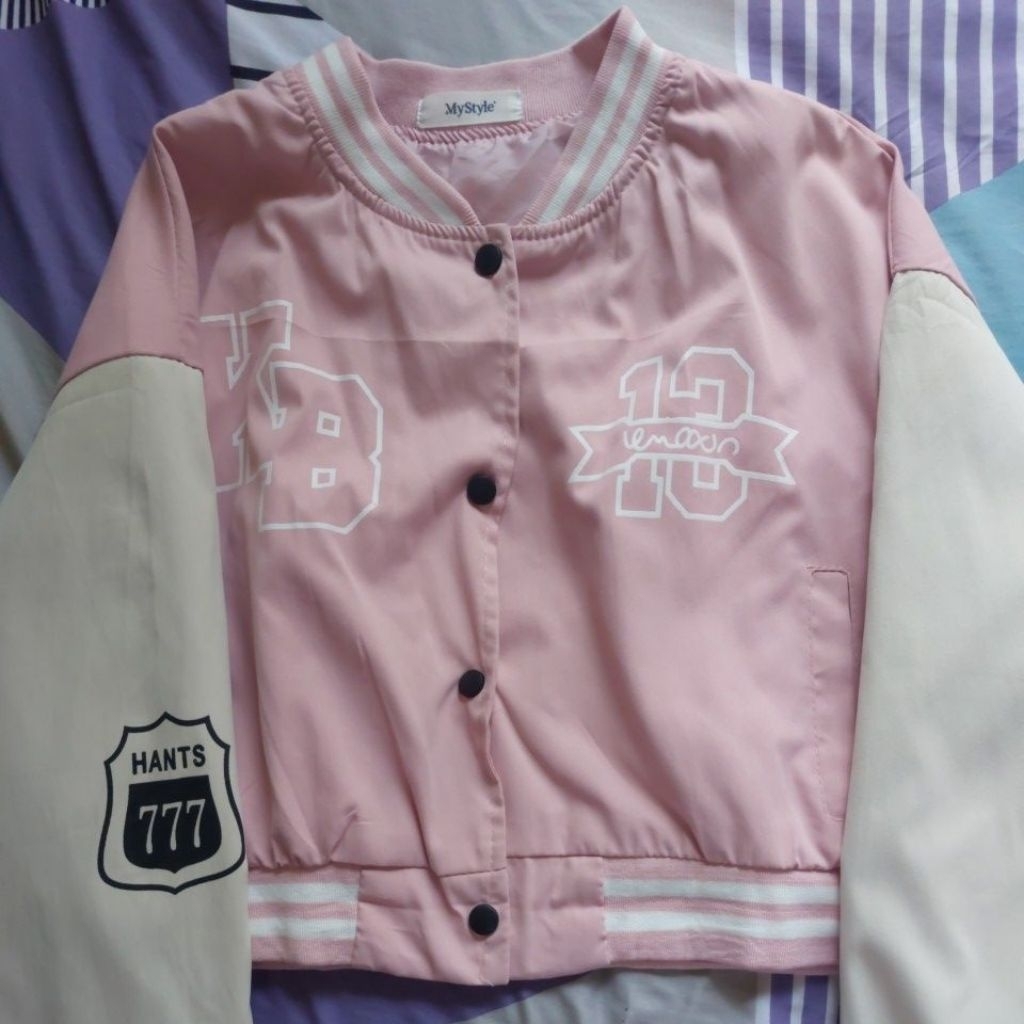 Thrift-Jacket Varsity Pink