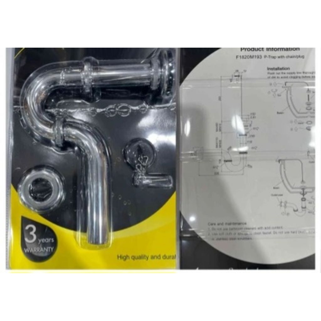 Amstad P-trap dengan Chain/Plug F8M193Z0-0GADY0000 Chrome