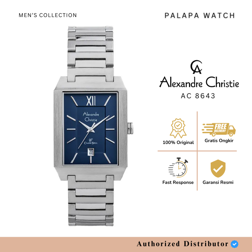 Jam Tangan Pria Alexandre Christie AC 8643 / AC8643 Rantai Original