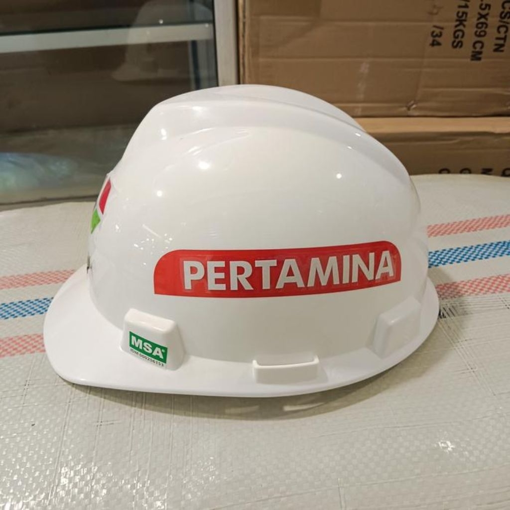 Helm Pertamina MSA V-Gard Custom Safety Project Helm Proyek SNI Original