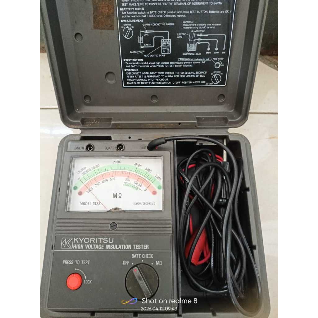 Kyoritsu Insulation Tester Type 3122 Megger Tester