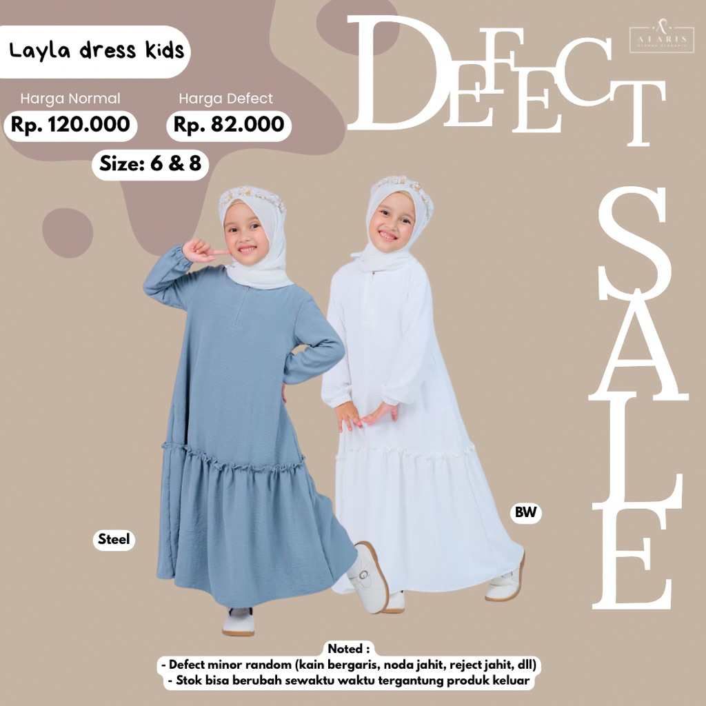DEFECT Layla Dress Kids / gamis kids crinkle / gamis anak / dress anak muslimah