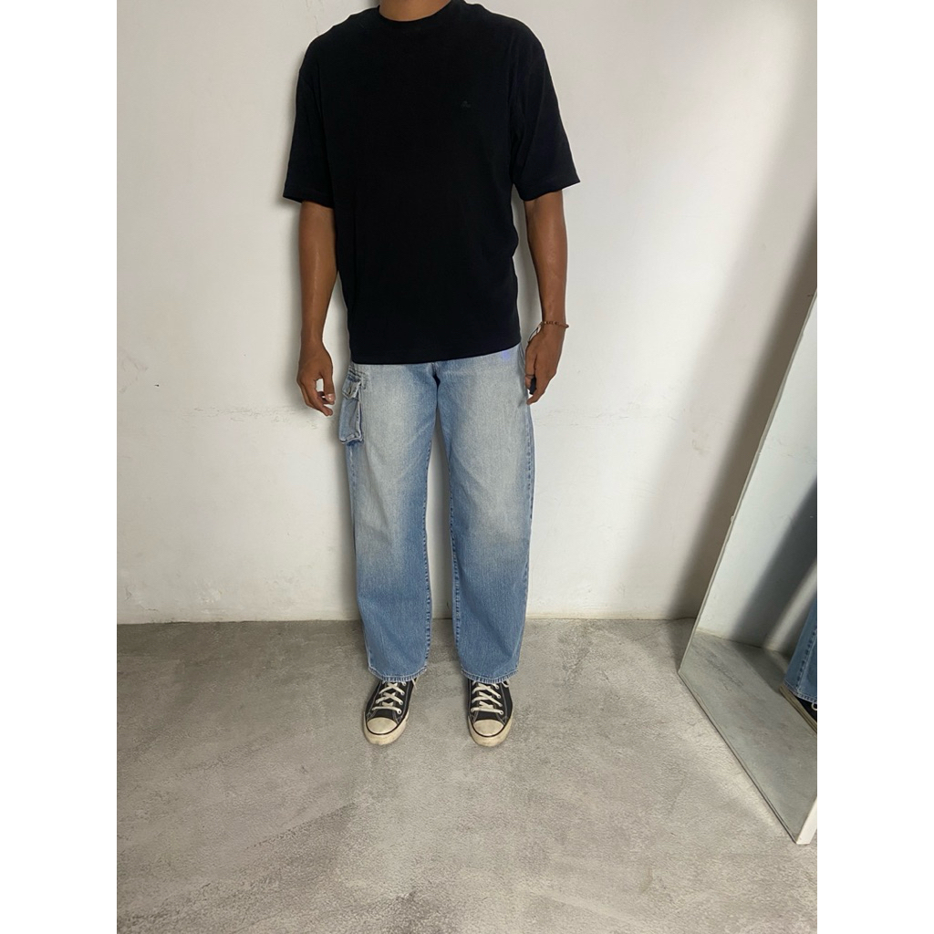 AMORE PURO SINGLE CARGO BAGGY JEANS