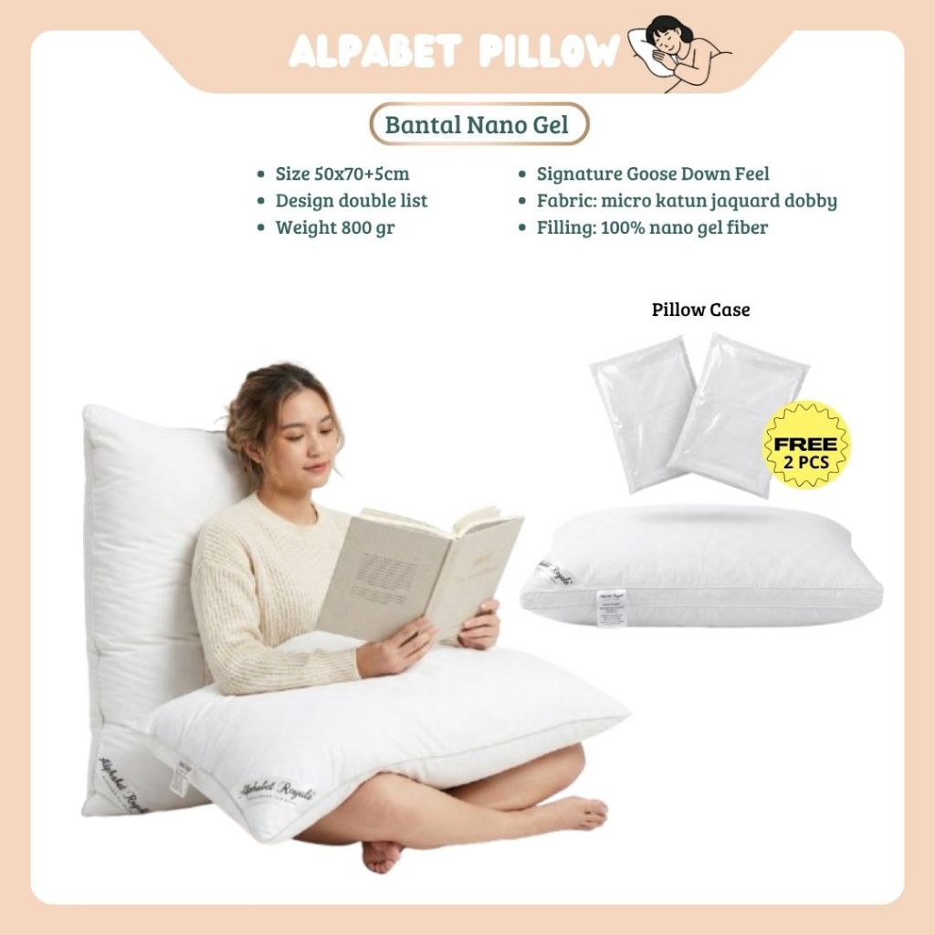 Alpabet - Royale Giant Pillow 2 List Bantal Jumbo Besar Ukuran 60x90+8 100% Microgel - GRATIS 2 PCS 