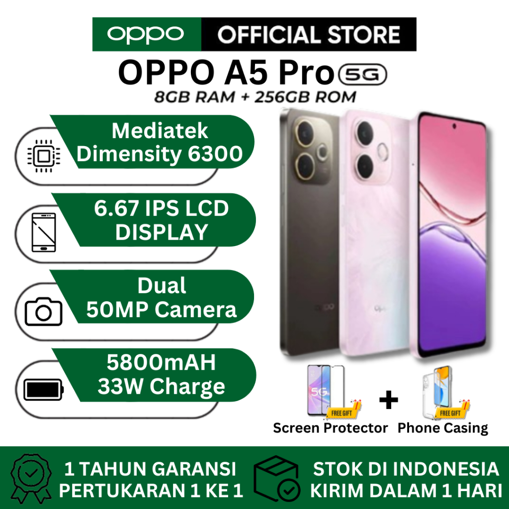 [ COD ] OPPO A5 Pro 5G Smartphone (8GB+256GB) – 6.67" Display | 50MP AI Camera | 5800mAh Battery  | 