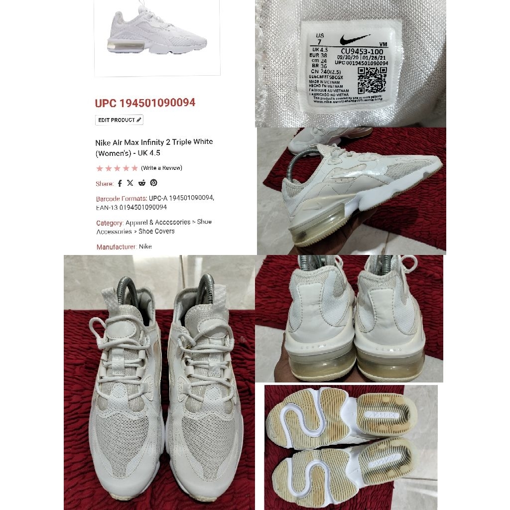 Sepatu Preloved Second Original Nike Airmax AM Infinity 2 Size 38