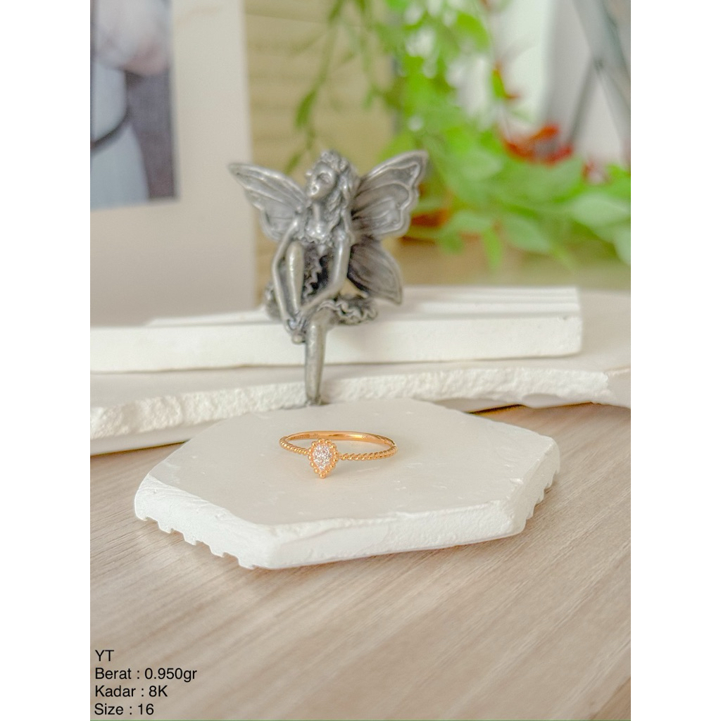 Perhiasan Cincin Emas Tear Drop UBS 8k/375