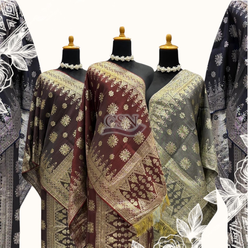 Kain Songket Selendang Setelan / Kain Songket + Selendang Set Bahan Premium