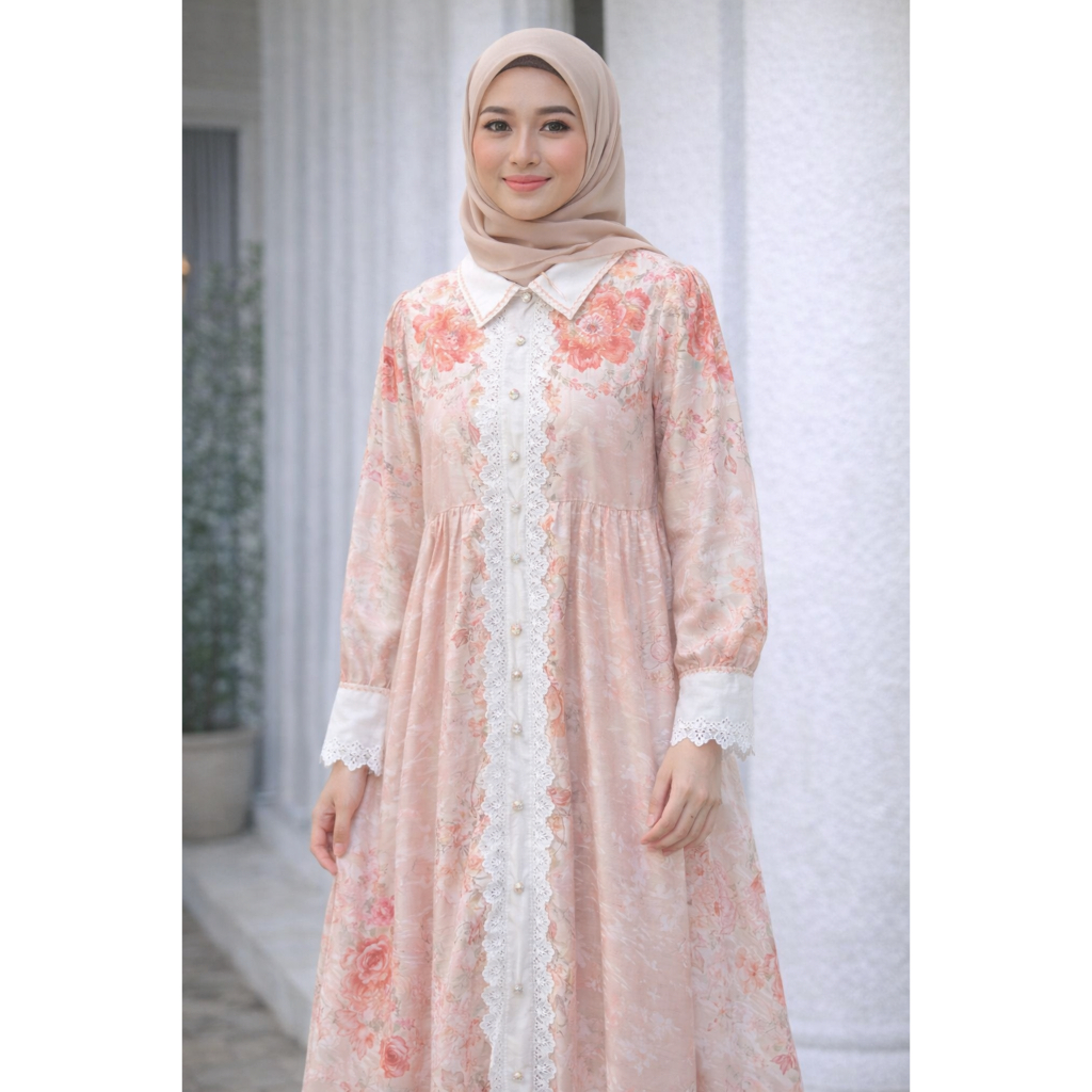 Queenwearstore - Gamis Lafreya Amalfi Katun Bordir Organza Premium Import