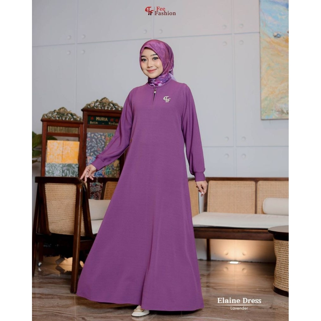ELAINE DRESS BY FEE FASHION || Gamis polos || Gamis fee fashion || Gamis murah