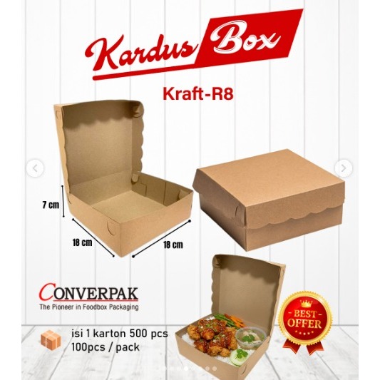 Kardus NX 330 R3 R6 R7 R8 Kraft Converpack Kardus Coklat Wadah Jajan Kardus Nasi DUS KUE / DUS HAJAT