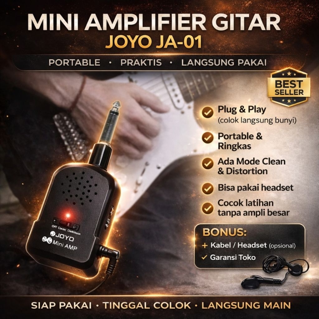 Joyo JA-01 Mini Amp Gitar Portable | Ampli Gitar Mini Headset | Clean & Distortion