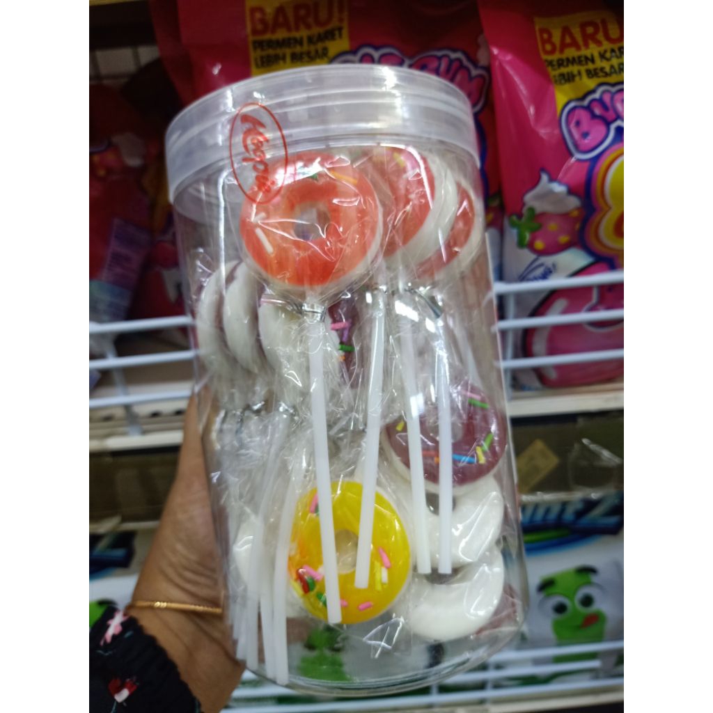 Naraya permen hoopie lolipop donat toples 450g