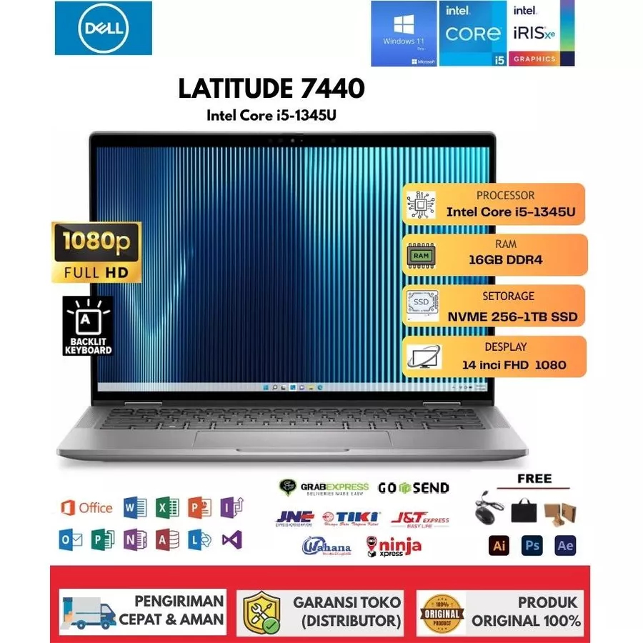 Laptop DELL Latitude 7440 intel core i5 GEN 13 IRIS FHD 14"inch RAM 16GB/SSD 1TB NVME FULLSET