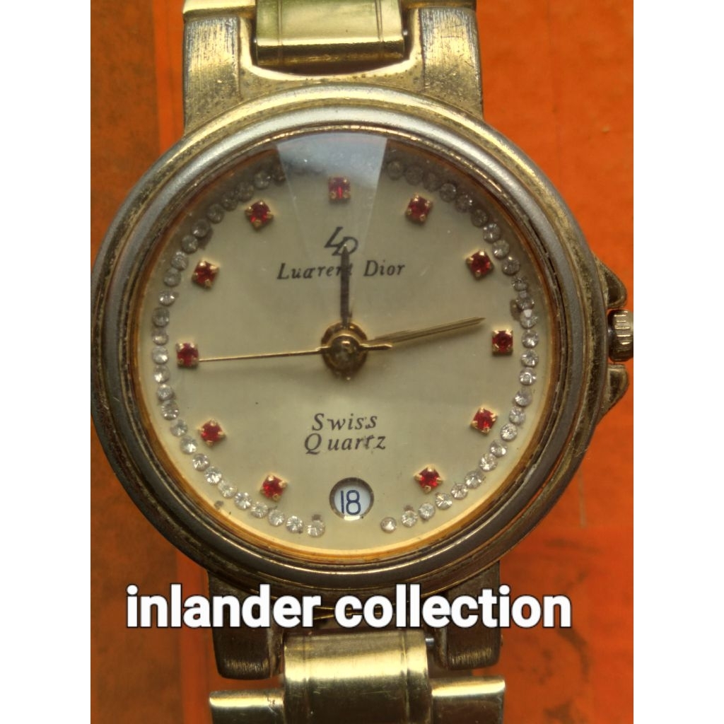 jam bahan laurent dior quartz gold plate kondisi mati