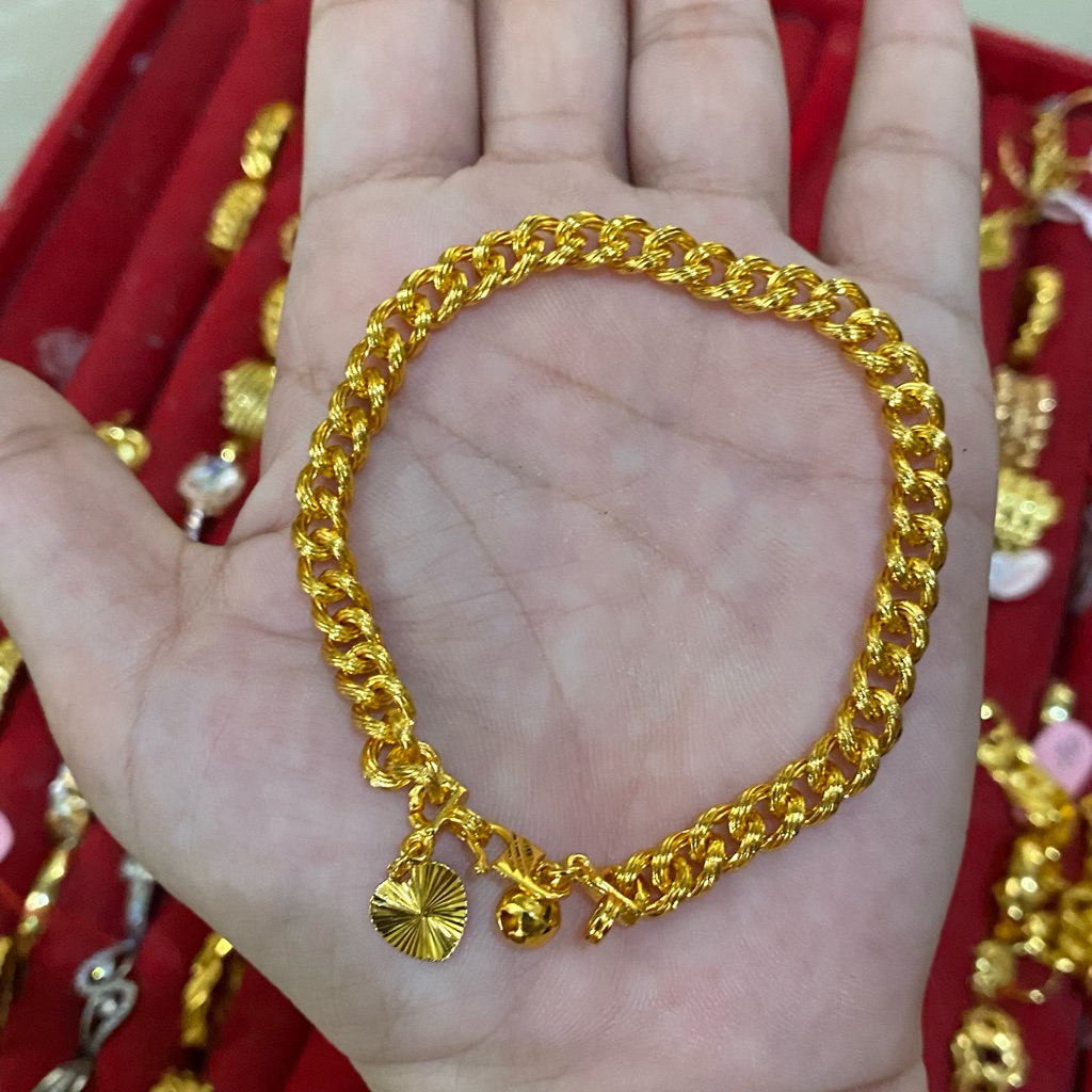 Gelang sisik naga ulir bahan titanium di lapisi emas anti karat anti luntur