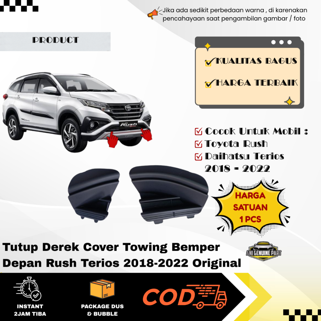Tutup Derek Cover Towing Bemper Depan Rush Terios 2018-2022 Original
