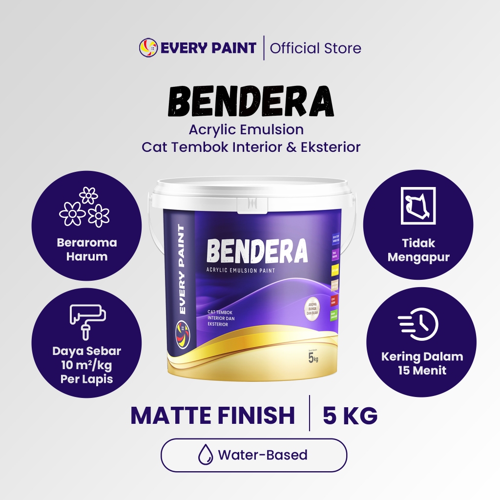 EVERY PAINT - Bendera 5 Kg Cat Tembok Interior & Exterior  | Anti Ngapur & Tahan Lama