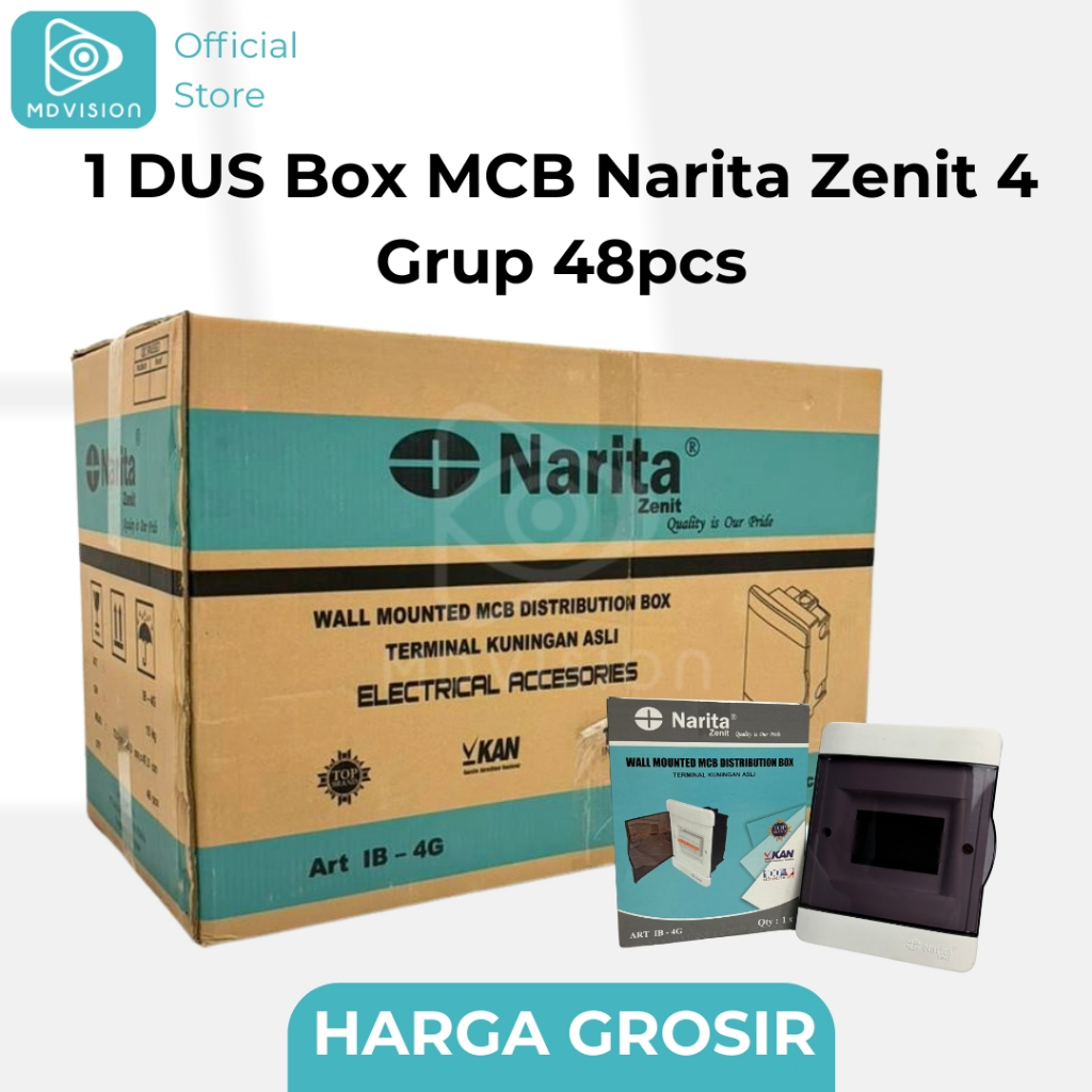 1 Dus 48pcs Box MCB Narita Zenit 4 Grup IB Panel Listrik Inbow Tempel Dinding Kotak MCB Harga Grosir