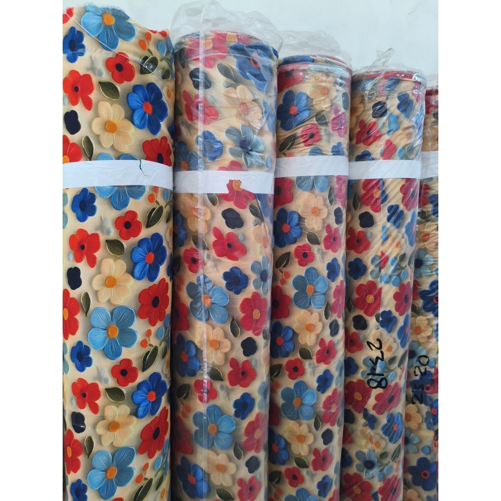 Kain| Katun| Rayon Viscose Premium Motif Flower | Dress Outer Daster Masuk | Harga per 0.5 M