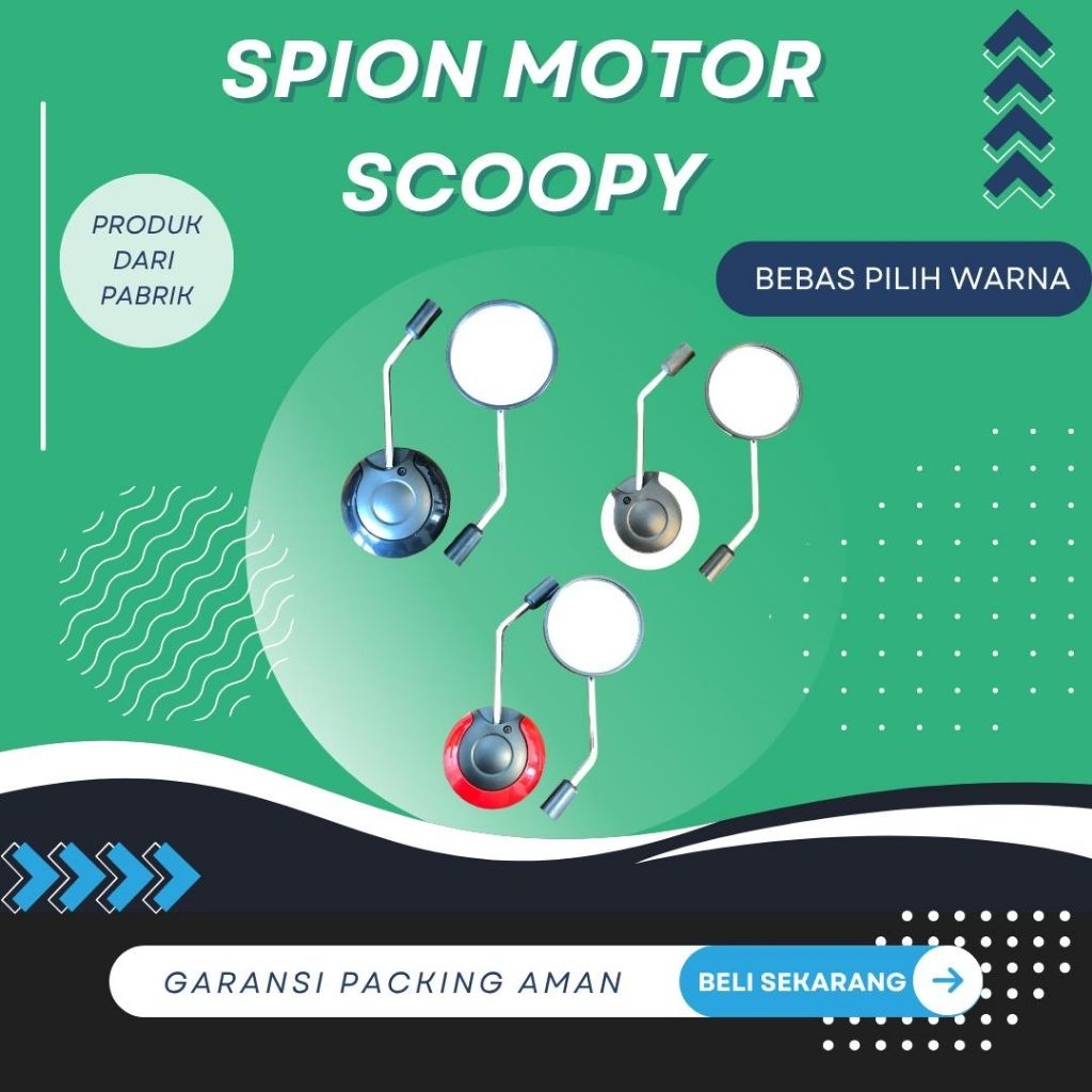Spion Honda Scoopy Hitam 1 Set Sepasang Kanan Kiri + Mur