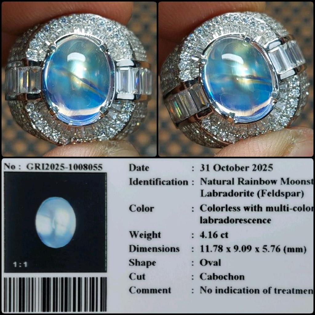 Natural Rainbow Moonstone Crystal Clean Strong Fenomena Gems Batu Permata Biduri Bulan Asli