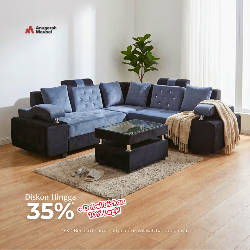 Anugerah Meubel Sofa Minimalis Sudut Sofa Ruang Tamu Sudut Passat Slate