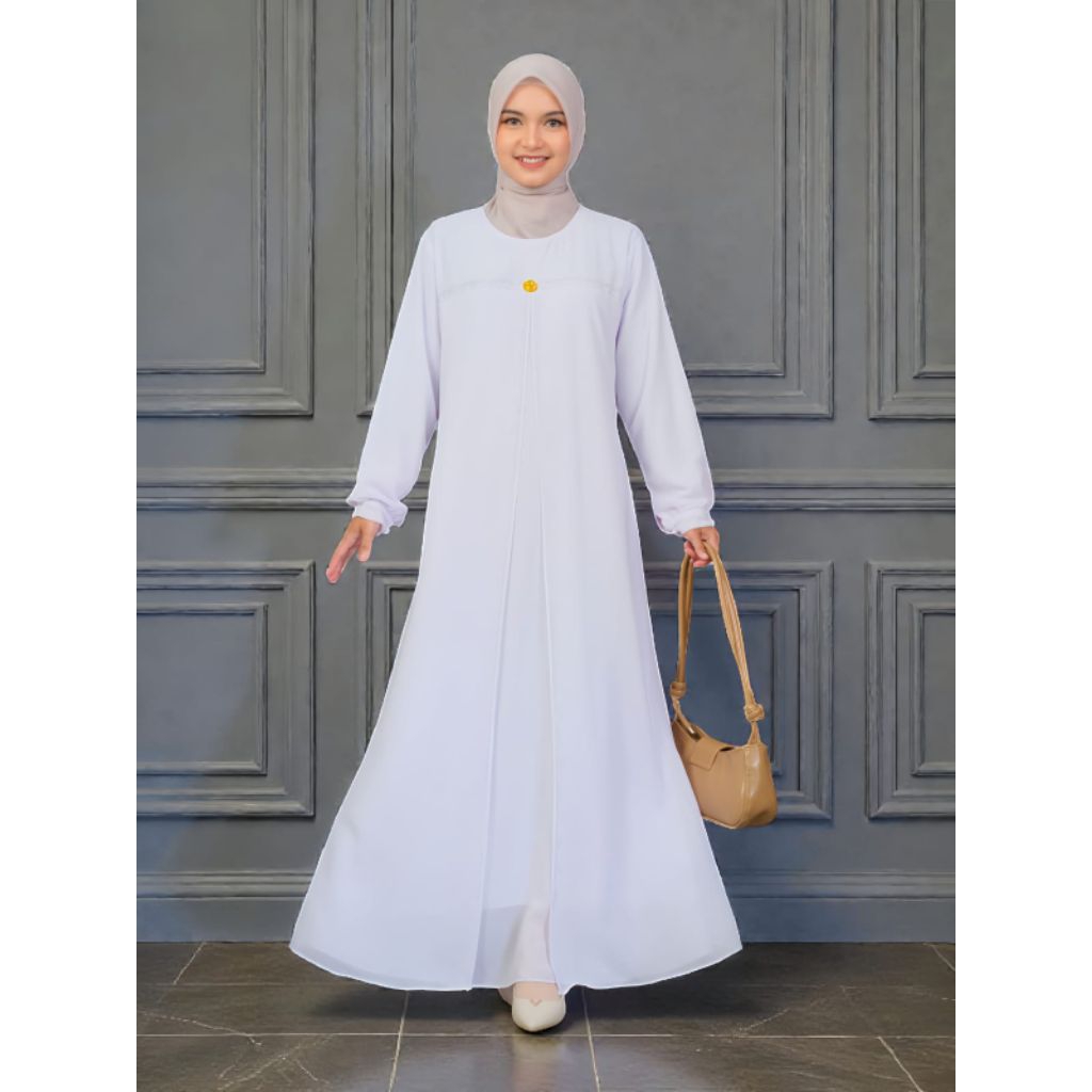 GAMIS Polos Putih Bersih dan hitam Elfiraza | Ceruty Babydoll Premium | Elegan Mewah