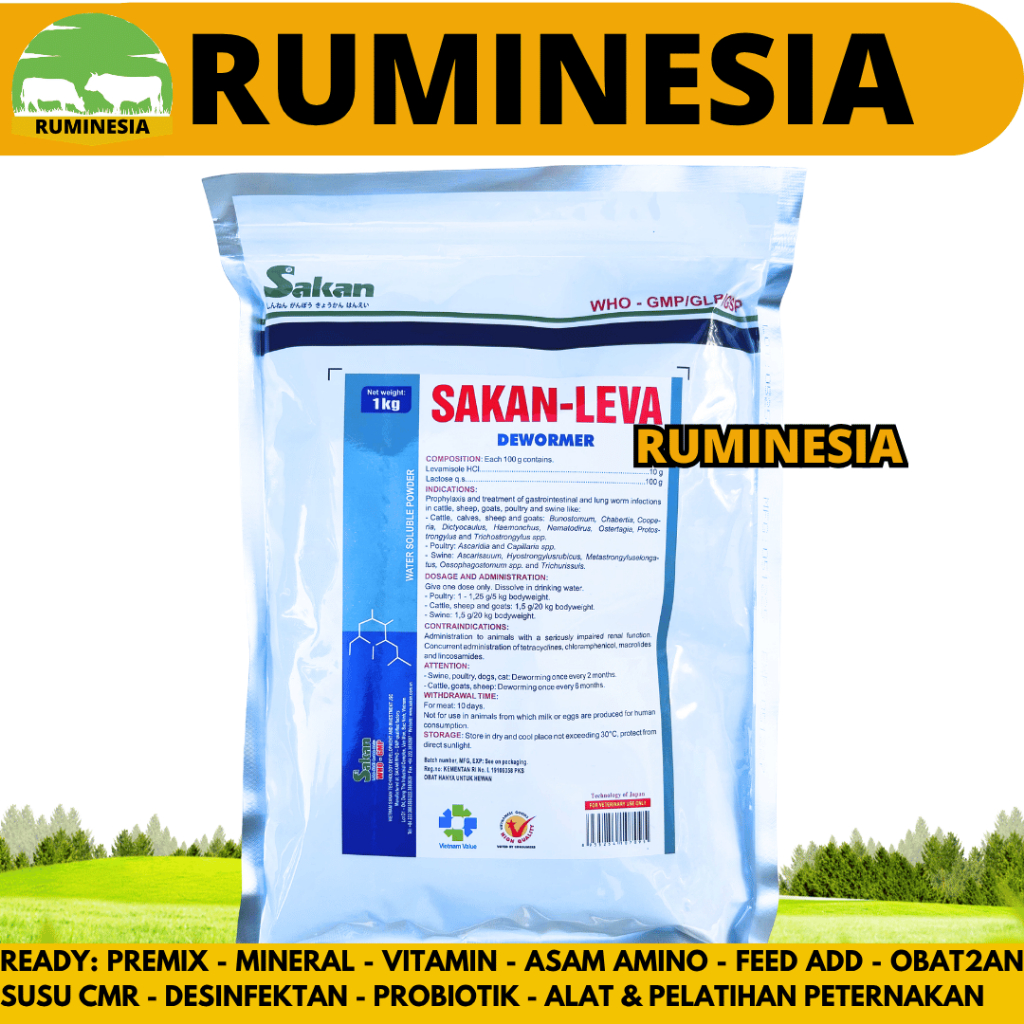 SAKAN LEVA 1 KG - Obat Cacing Ayam Levamisol Ampuh - Like Levamid